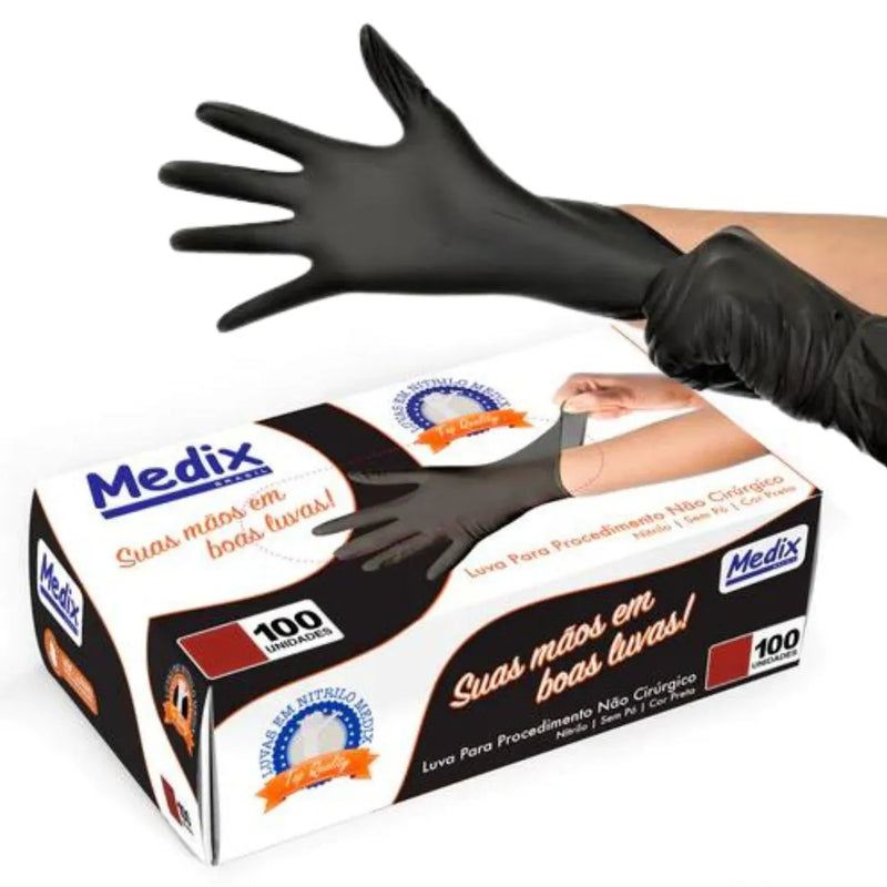 LUVA NITRILICA PRETA P / MEDIX